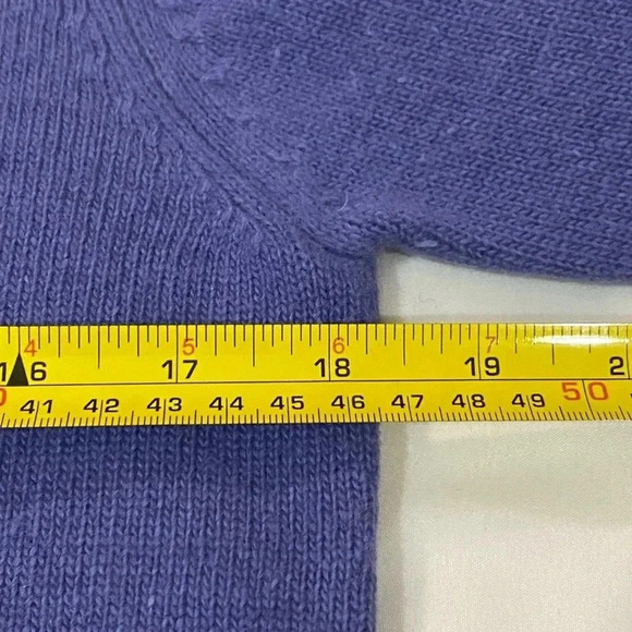 Vintage women blue-violet preppy wool pullover long  sleeves knit casual sweater - Picture 8 of 9